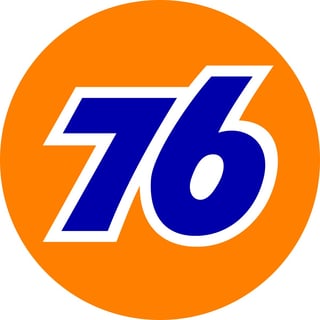 Union 76 logo featuring white-outlined numbers 76 in dark blue on an orange circular background